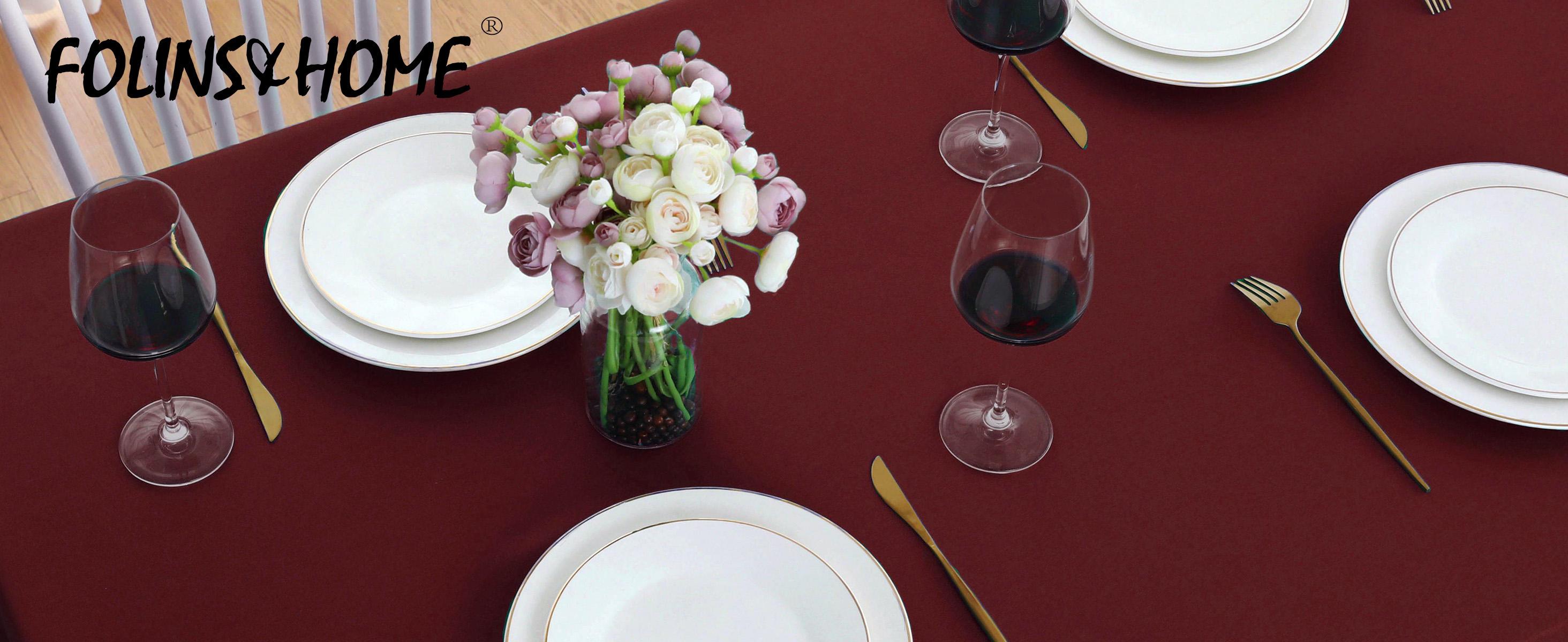 Burgundy Rectangle Tablecloth Wrinkle Free Waterproof Polyester Table Cloths Spillproof Heavy Duty and Washable Table Cover for Party, Banquet, Indoor and Outdoor-Square/Rectangular