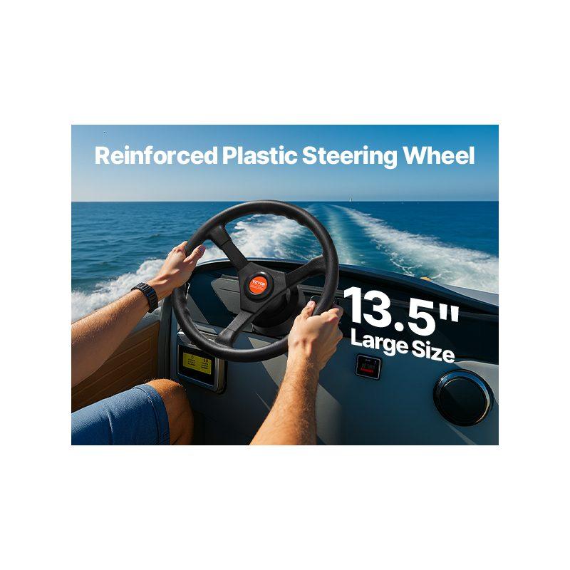 VEVOR Outboard Steering System 14' Outboard Steering Kit 14 Feet Boat Steering Cable with 13 Wheel Durable Marine