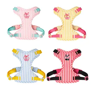 Dog's Korean color-blocked chest and back harness set, breathable and lightweight dog harness, suitable for outdoor walking and traction set for small dogs, Universal Harness