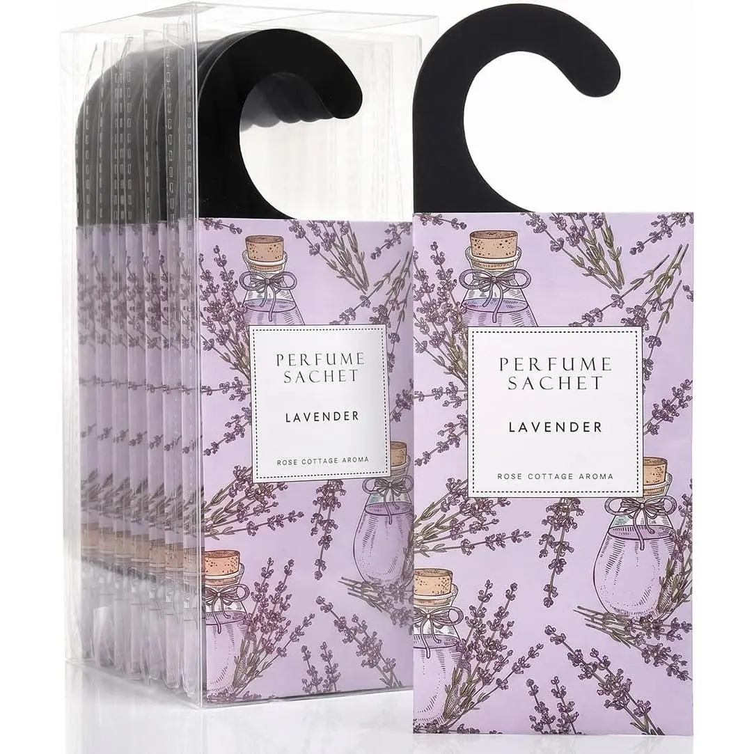 Large 12 Packs Lavender Hanging Closet Deodorizer Air Freshener Long Lasting Scented Sachets Smell Goods for House