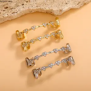 Iced Out Heart and Fang Grillz Teeth Caps - Adjustable Hip Hop Jewelry, Diamond Teeth Accessory for Parties