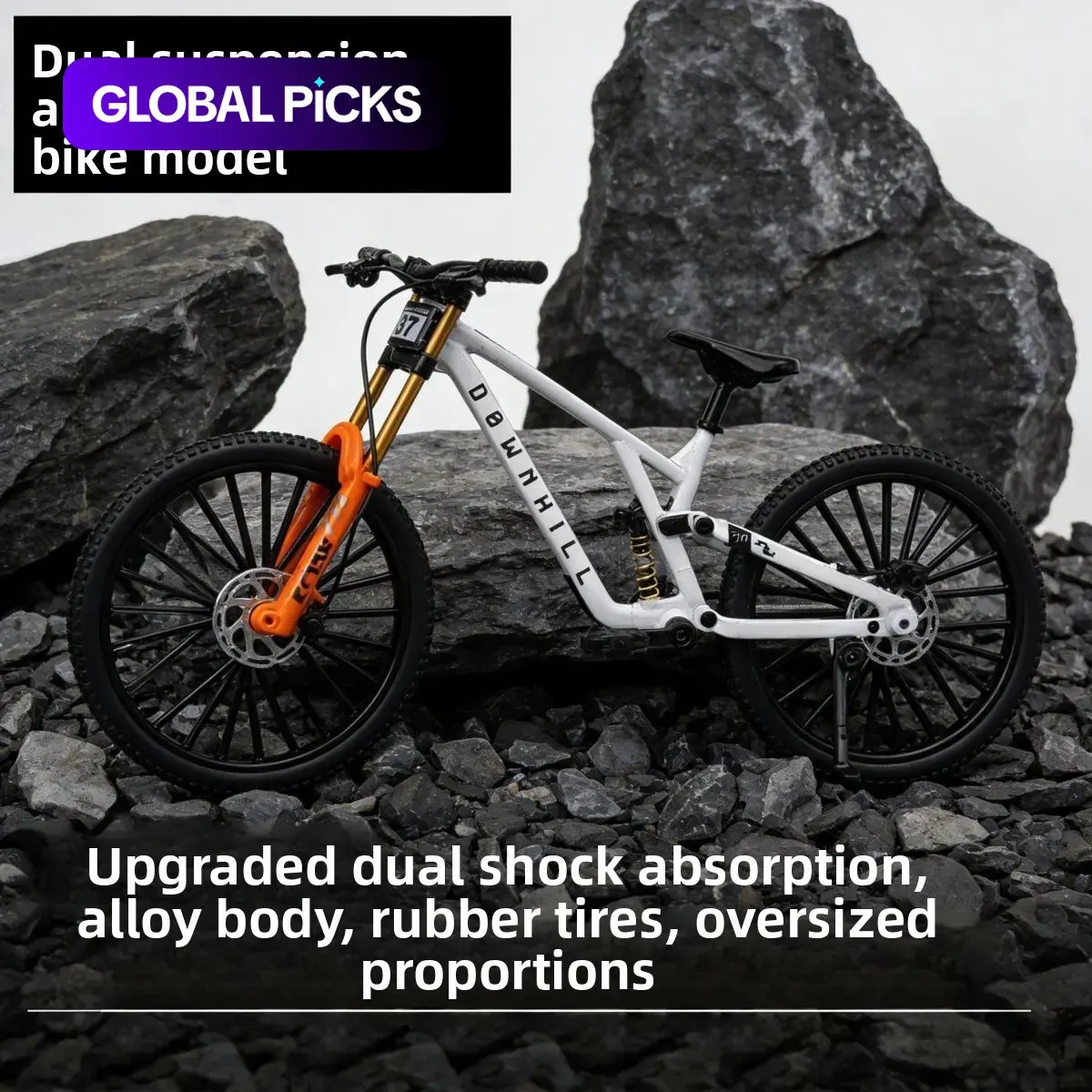 DH MTB Bike Model, 1:6 Scale Alloy Mountain Bike, Dual-Suspension Design, Home Office Decor, Collectible Gift, Birthday Present