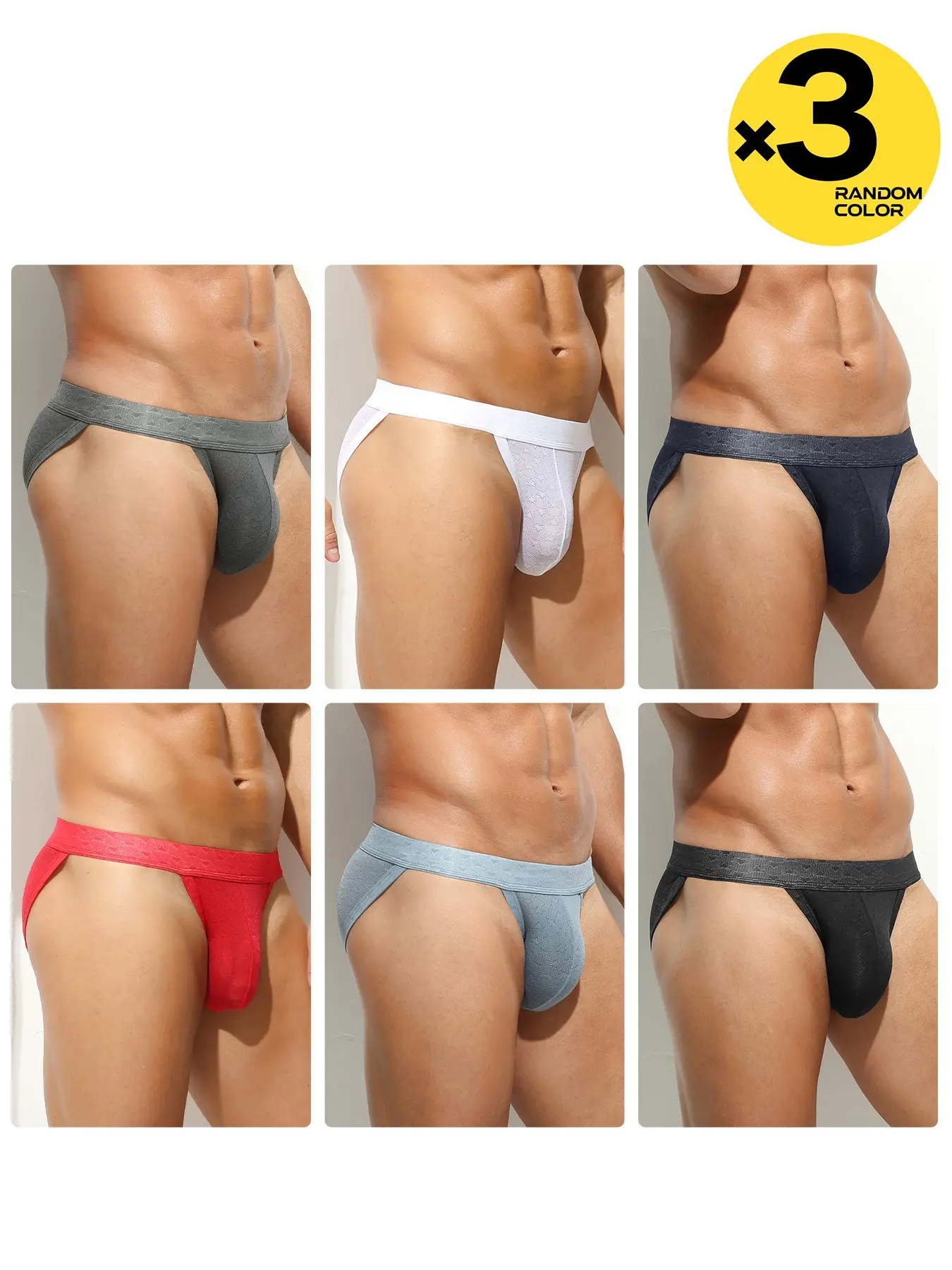 2/3/4 Packs Random Color Men Lace Breathable Briefs, Soft Skin-friendly Fabric, Simple Wide Waistband, Slim Fit Underwear For Fitness, Sports, Home And Daily Leisure
