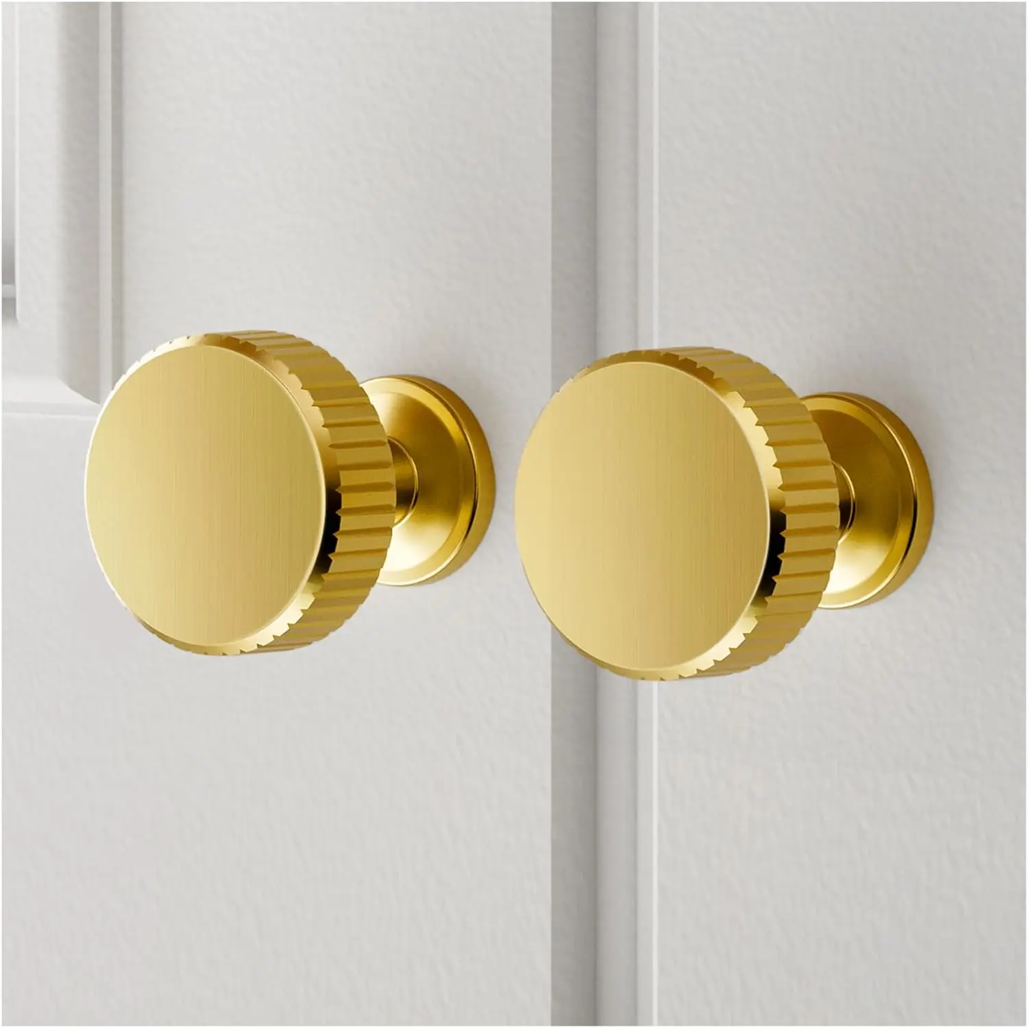 20-piece set of brushed brass gold cabinet knobs, solid zinc alloy| Round kitchen cabinet knobs, drawer dresser knobs, gold cabinet handles, suitable for kitchen cabinet hardware