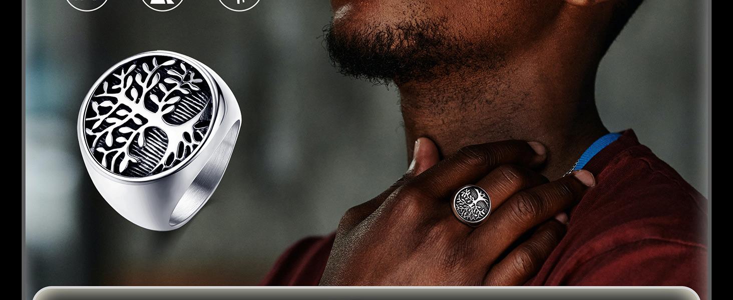 5Pcs Stainless Steel Biker Rings Set for Men Greek & Celtic Signet Vintage Retro Carving Band Rings 5Pcs Stainless Steel Biker Rings Set for Men Greek & Celtic Signet Vintage Retro Carving Band Rings