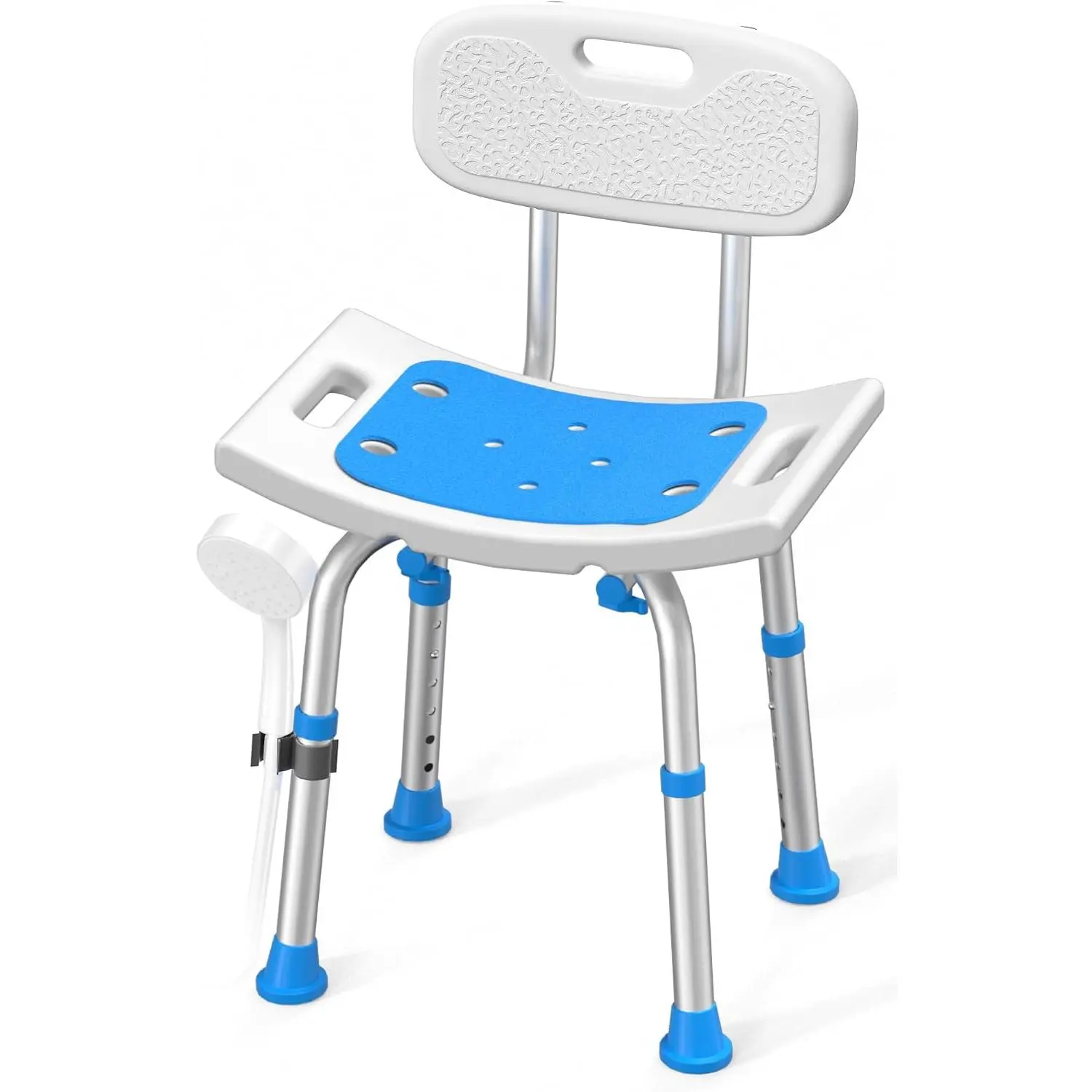 Heavy-Duty Aluminum Alloy Shower Chair with Removable Back, 400lb Bath Seat with Side Handles, Single-Person Safety Bath Stool for Seniors