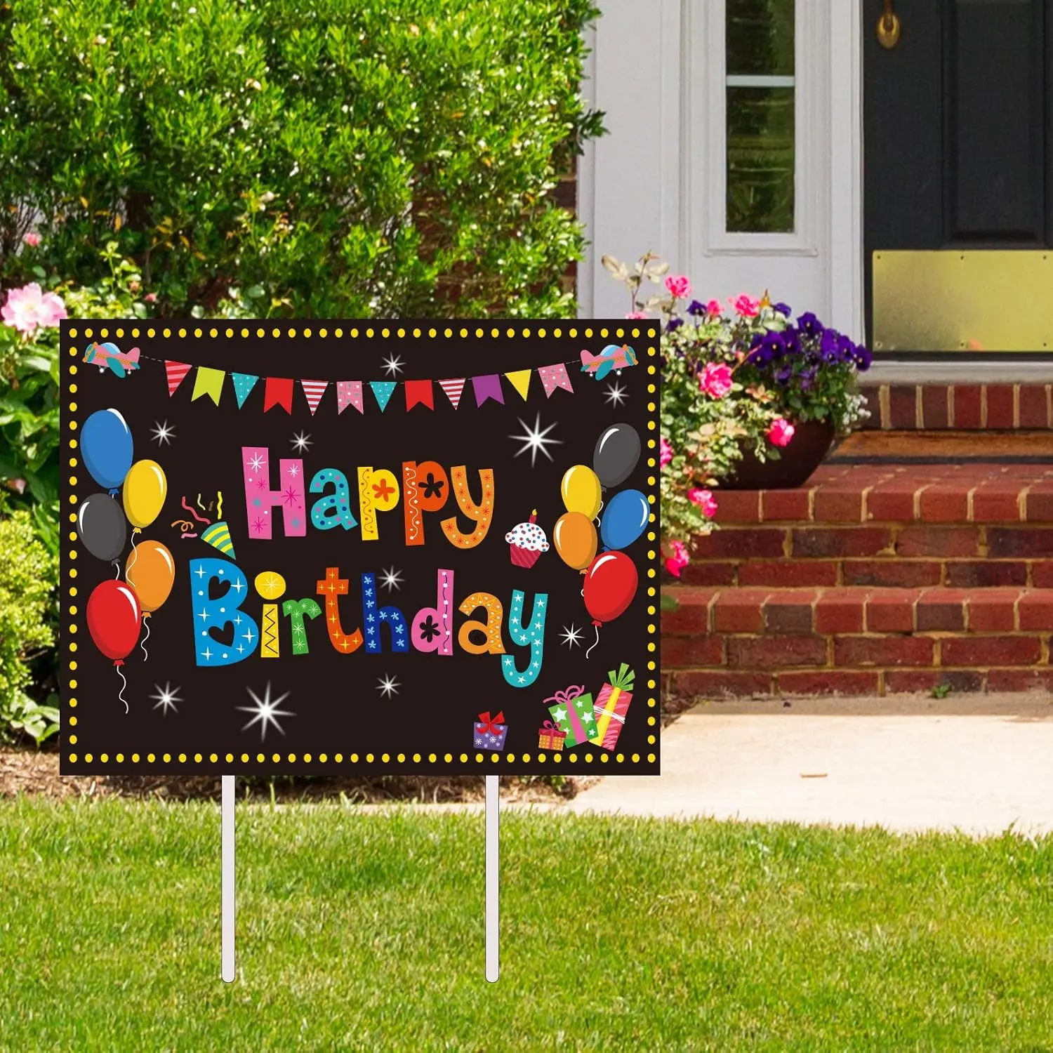 Happy Birthday Party Yard Sign Colorful Birthday Garden Yard Signs with Stakes  Birthday Outdoor Lawn Decoration for Boys and Girls