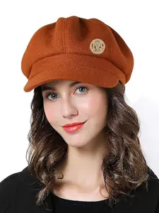 Sumolux Women Beret Newsboy Hat, French Wool Cap, Elegant Fitted Style, Plain Pattern, All Seasons, Classic Autumn Spring Winter