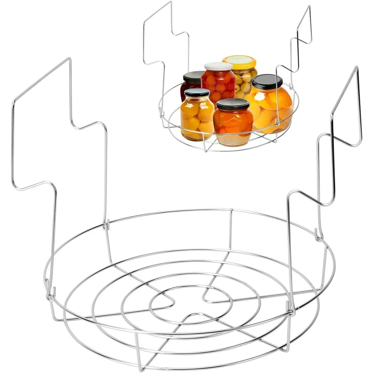 12 Inch Stainless Steel Canning Rack with Canning Jar Lifter, Foldable Handles, Holds 8 Quart Mason Jars, Water Bath Canner Supplies Starter Kit for Home Kitchen Use