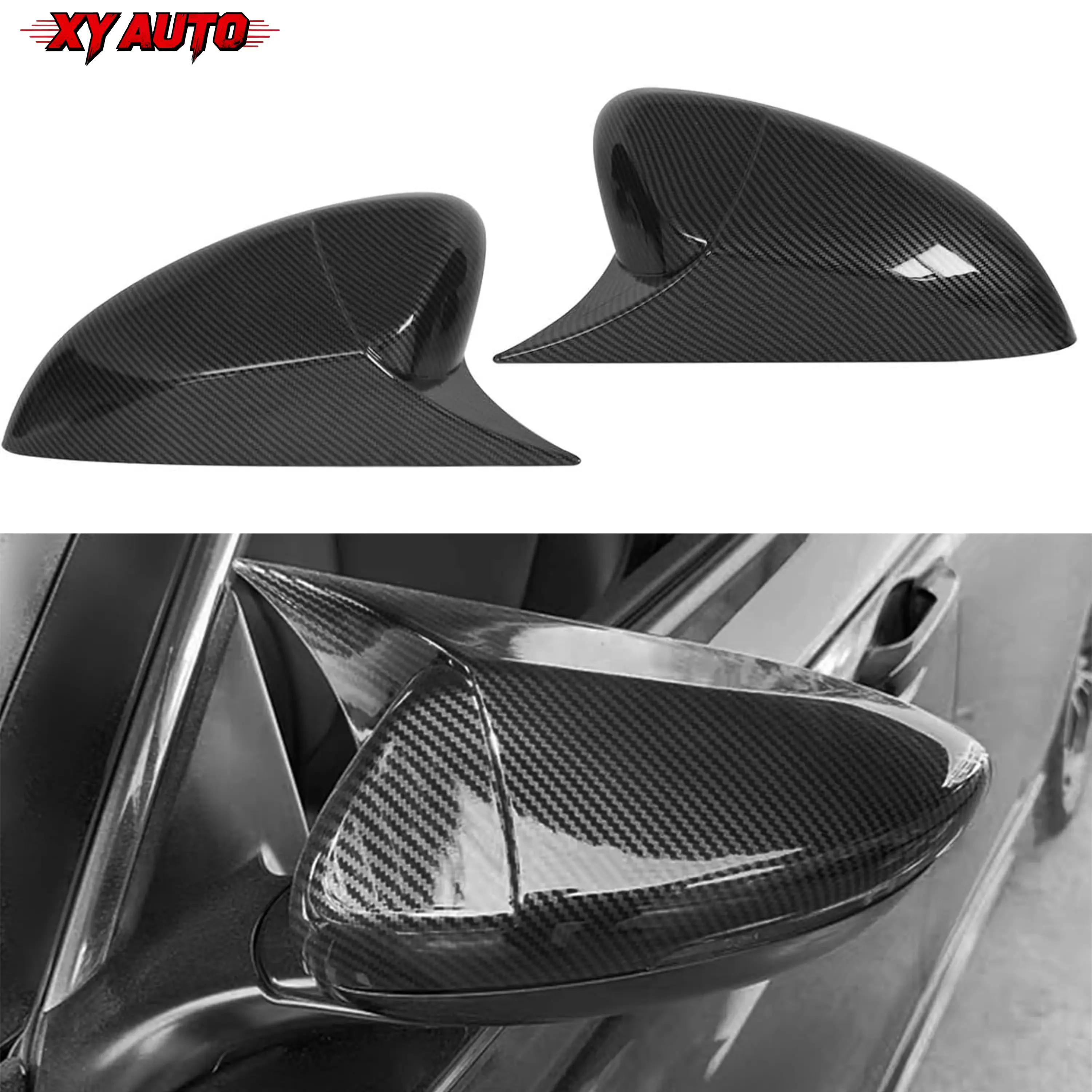 1 Pair Carbon Fiber Black ABS Rear View Mirror Cover Side Mirror Housing, Fit for 10th & 11th Gen Honda Accord 2018 2019 2020 2021 2022 2023 2024 2025 Full Years Model