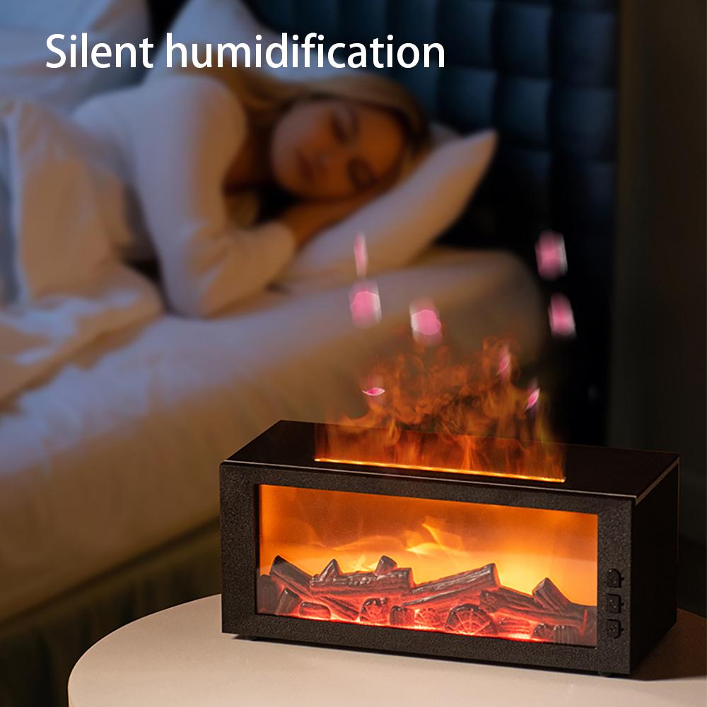 7 color of essential oil fireplace diffuser mini flame aromatherapy fireplace humidifier aromatherapy oil diffuser auto-off protection bourbon  humidifier melatonin diffusers