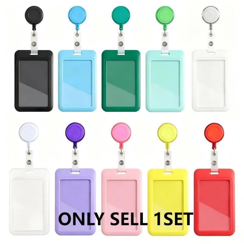 Portable Retractable Badge Holder Vertical Plastic ID Card Case, Round Pull Reel Clip On Work Name Tag, Nursing Badge Reel Nurse Teacher Hospital Office Staff ID Badge Holder Card Protector Cover, Badge Reels Retractable, Badge Accessories