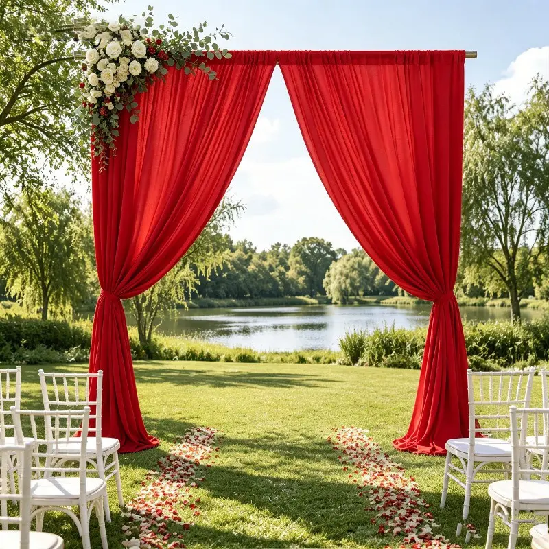 2pcs Elastic Fabric Backdrop, Christmas Essential, Photo Booth Props, Wedding Stage Decor, Washable Reusable, Polyester Material