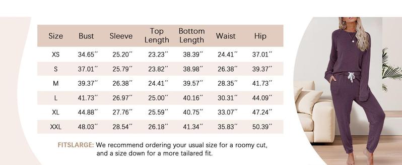 PASLTER Women's Solid Sweatsuit Set 2 Piece Long Sleeve Pullover and Drawstring Sweatpants Sport Outfits Sets