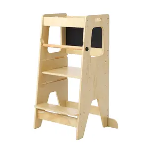Kids Kitchen Standing Step Stool with Safety Rail, Anti-Slip Protective Design Toddler Learning Tower Helper Stool for Kitchen Counter, Washing Hands & Cooking