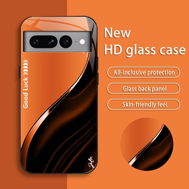 Suitable for [Google Pixel 7 Pro] Simple silk gradient glass phone case, affordable, fully shockproof, drop-proof and wear-resistant-888