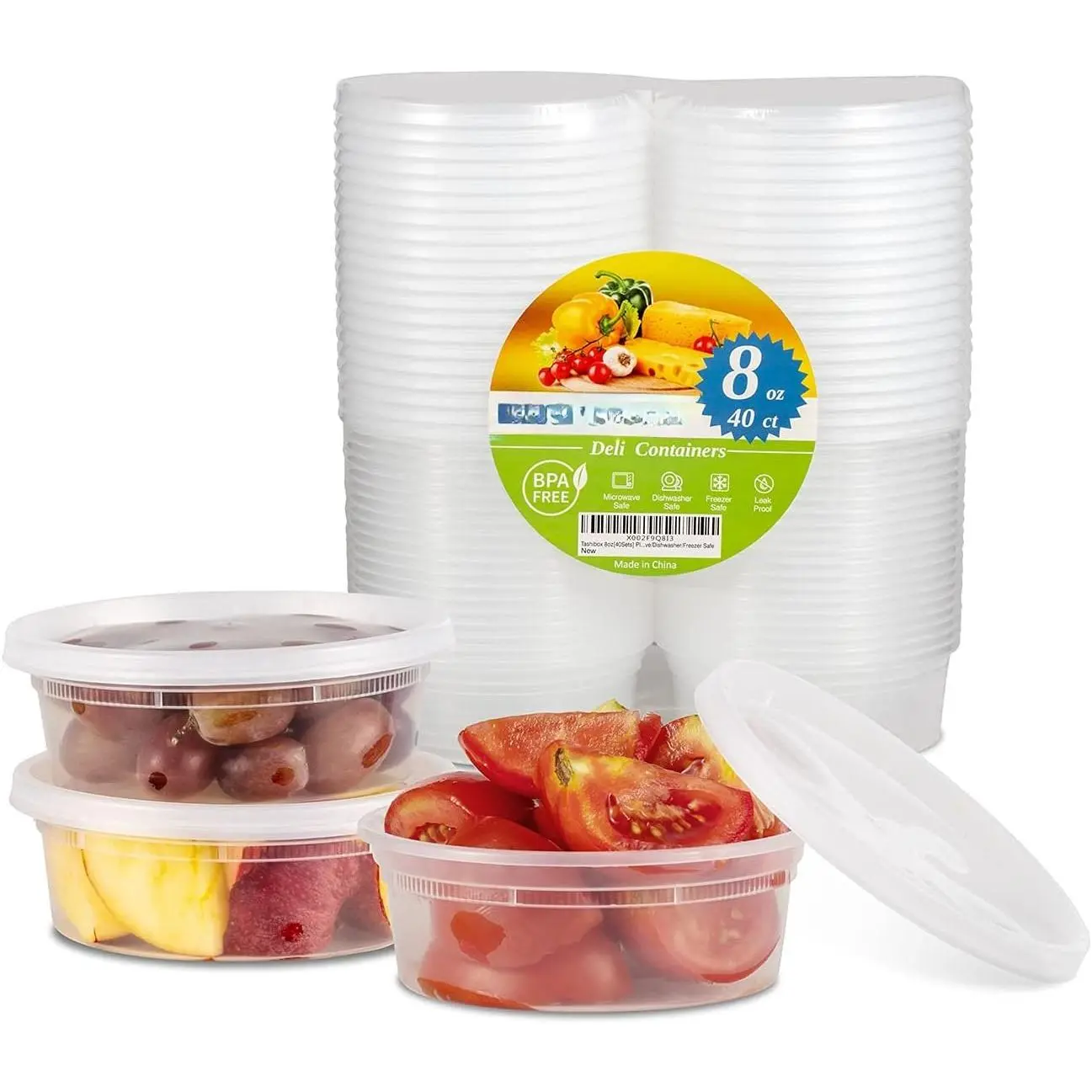 [8oz-40 Sets Plastic Containers with Airtight ,  Storage Containers, Deli, , Soup, Meal Prep Containers |  | Stackable | Leakproof | Microwave/Dishwasher/Freezer Safe