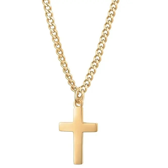 Men's Hip-Hop Titanium Steel Necklace - Twisted Chain with Small Cross Pendant, Cuban Chain Design