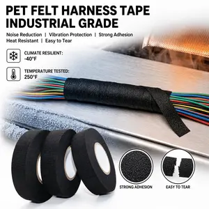 3 & 5 PCS High Temperature Resistant Adhesive Insulating Fabric Wire Harness Tape (3 & 5 Rolls), 3/4 in x 50 FT, Self-Adhesive, Flexible, Soundproofing Tape for Automotive Wiring Harness Wrap, Adhesive Insulating Tape Heavy Duty -YY1