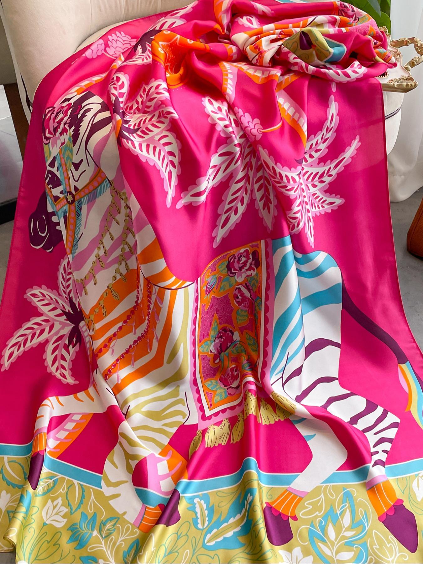 Women's Elegant Random Floral Print Square Scarf, Fashionable Soft Comfortable Shawl for Daily Wear, Casual Versatile Scarf for Women, Floral Pattern Shawl