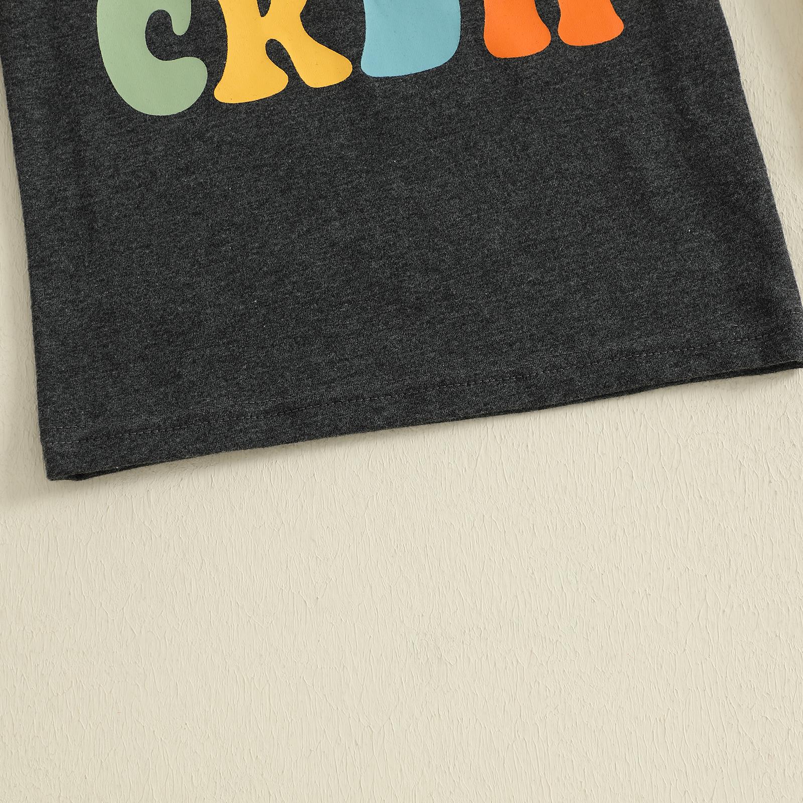 Toddler Baby Boy Girl Summer Tops Casual Round Neck Short Sleeve Letter Print T-Shirt Toddler Kids Summer Clothes Outfits