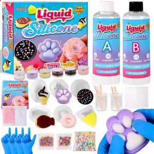 Taba Squishy Kit, DIY Squishy Making Kit 18OZ 1:1 AB Liquid Silicone with 6 Molds for Make Your Own Super Soft Squishies Maker Kits Birthday Holiday Gifts Party Favors