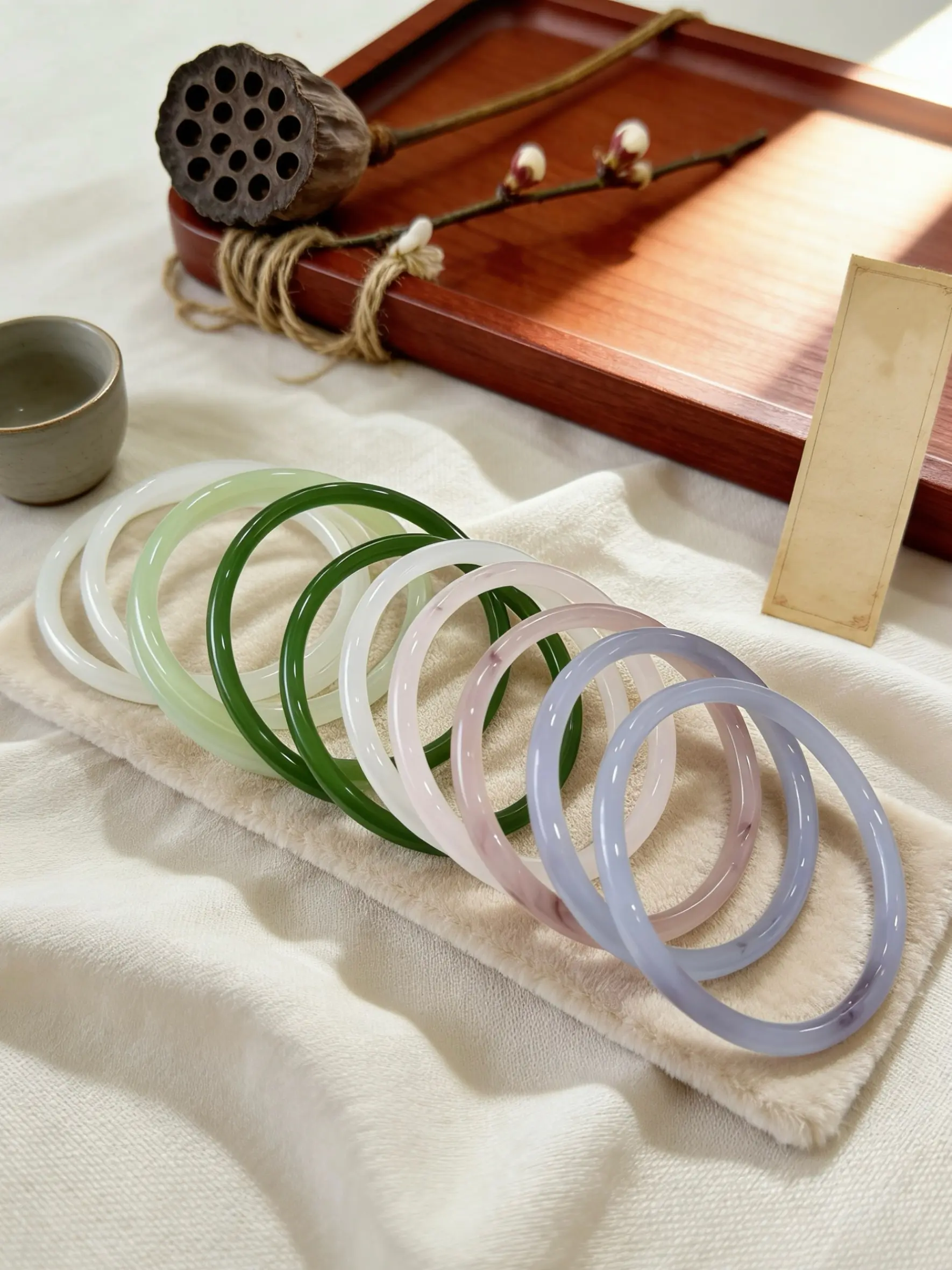 Chinese Style dingdang Jade Bangle Set, 2-Piece Jewelry with Gift Box, Ideal for Blessing & Memory Keepsake, 62mm Size