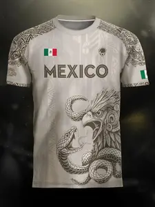 Mexico Aztec Eagle Heritage Soccer Jersey, All over Print, Loose-Fitting Casual Style, Long Sleeve, Unique Animal and Tribal Design