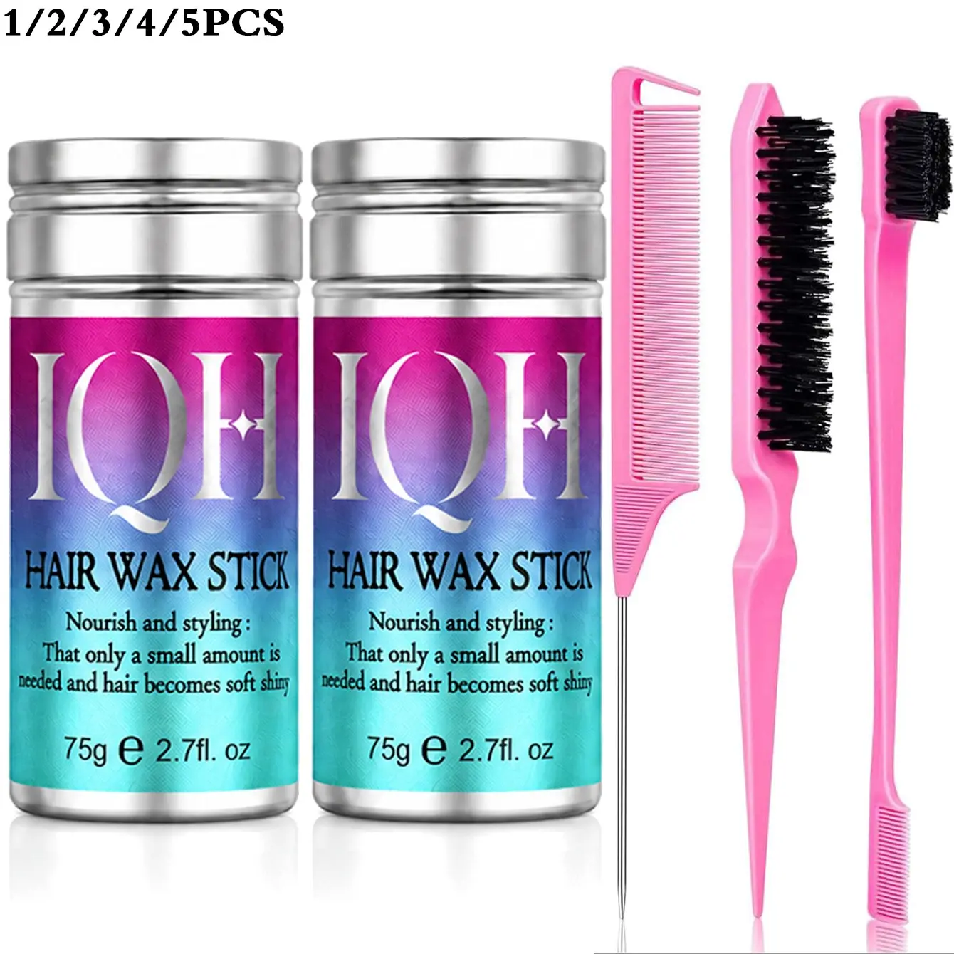 🔥 Hair Wax Stick Styling Tools Set 1/2/3/4/5PCS 💗 【Wig Styling】 2 Styles Available, Wax Stick, Comb & Brush Kit Flyaway Hair Tamer For Sleek Ponytail, Bun & Hairline