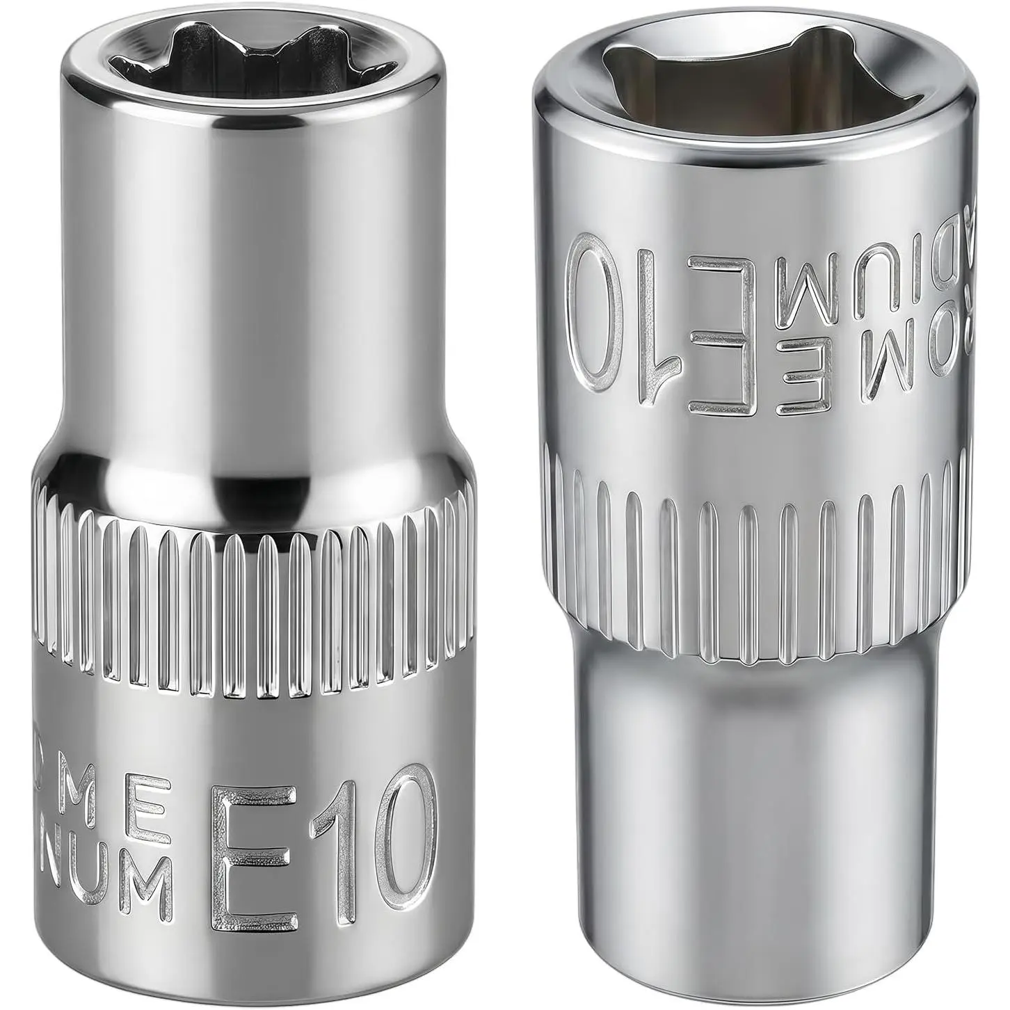 2 count E-Torx Socket Set, 1/4" Drive E10 External Torx Deep Socket 1" Length CR-V 6 Point  Female Bit Socket for Auto &, Set Of Two, Inches