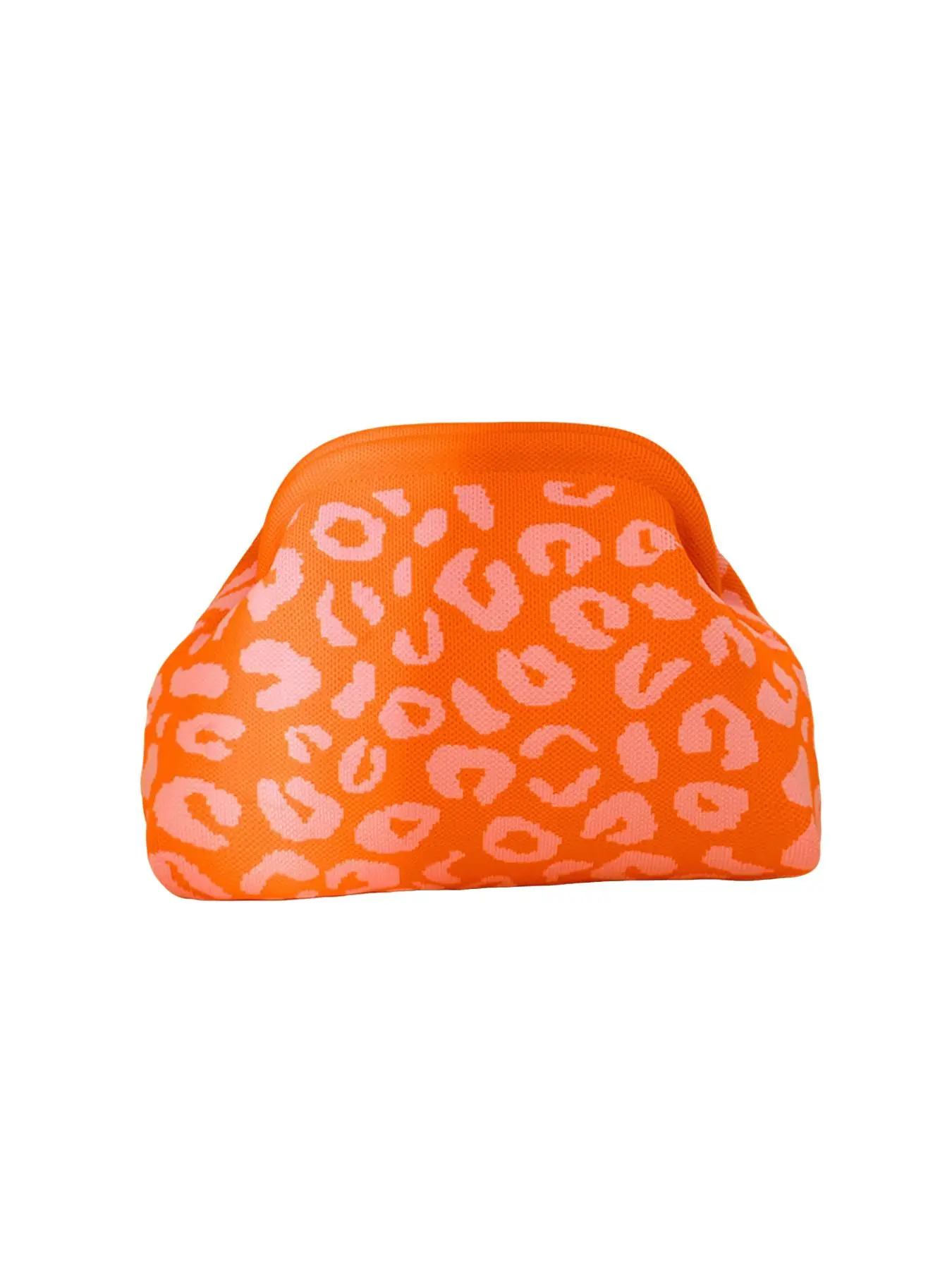 2026 New Knit Bag, Colorblock Leopard Print Shell Makeup Bag, Large Capacity Fabric Travel Washbag, Casual Striped Design