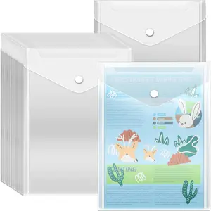 20 Pcs Plastic Envelopes with Snap Closure, Stamp and Die Storage Pockets, Waterproof Clear Envelope Pouch as Sticker Organizer, Receipt Holder, Photo Storage Folders (7x9.4 Inch)(Gift)