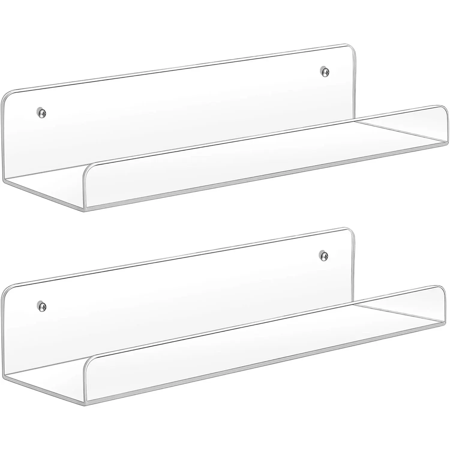 Shelves,2 Pack 15 Inch Floating Wall Shelves,  Pop Display Shelf,Invisible  Book Shelf,Picture Ledge Shelf Decor, Bathroom Wall Shelves,Clear