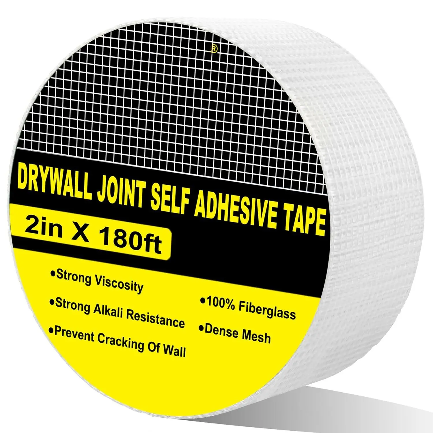 Drywall Joint Mesh Tape 2“×180 Ft, Self-Adhesive  Fiberglass Drywall Repair Tape for Wall Crack and Seam Patch,White