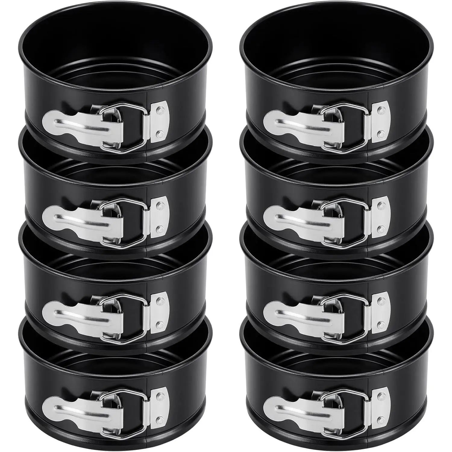 8 Pcs 4 Inch Springform Pan for Baking Mini Cheesecake Pans with Removable Bottom Nonstick Leakproof Round Cake Mold Spring Form Molds for Mini Cheesecake Pizza and Quiches (Black)
