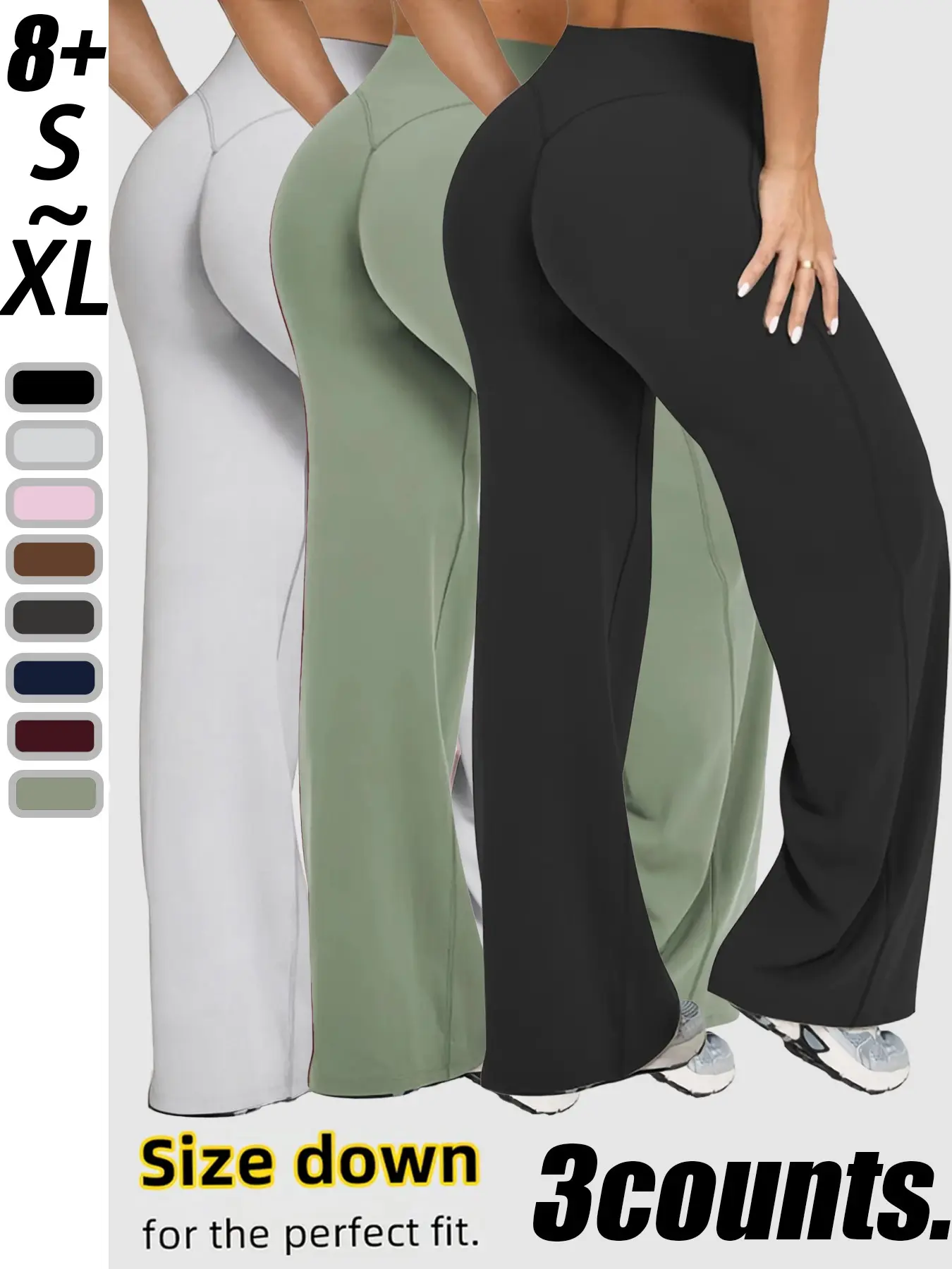 High Waist Sporty Yoga Pants, Fitted Plain Design, Comfortable Workout Apparel, Ideal for Outdoor Activities, All-Season Wear
