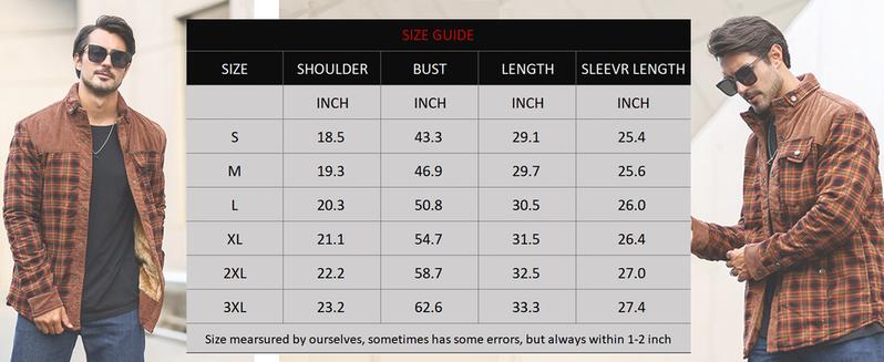 Zaitun 2025 New Men's Corduroy Plaid Sherpa Lined Flannel Shirt Jacket Fleece Coat