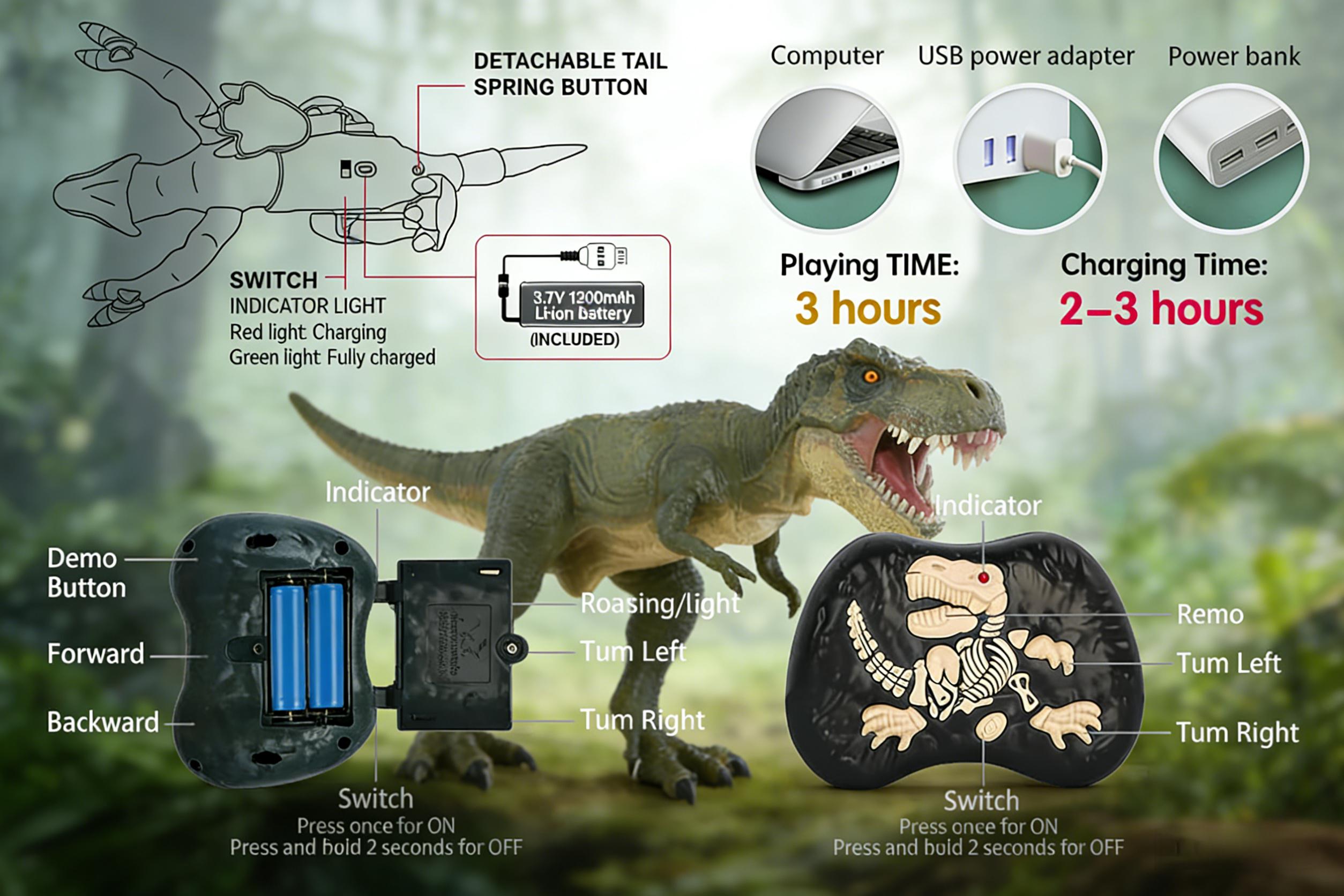 Remote Control Dinosaur Toys for Boys Girls Ages 3-12, Electronic RC T Rex Dino Robot Toy for Boys, Top Christmas & Birthday Toys for 5 6 7 8 9 10 11 & 12 Year Old Boys