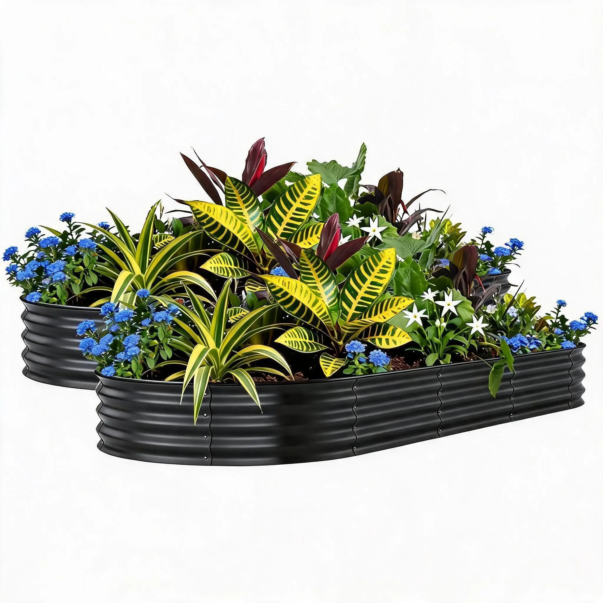 【GARVEE】2 Pack 6x3x1ft Galvanized Raised Garden Bed Kit – Oval Metal Planter Boxes with Anti-Cut Safety Edges & Rust-Resistant Deep Root Planters – for Outdoor Vegetables, Flowers, and Herbs