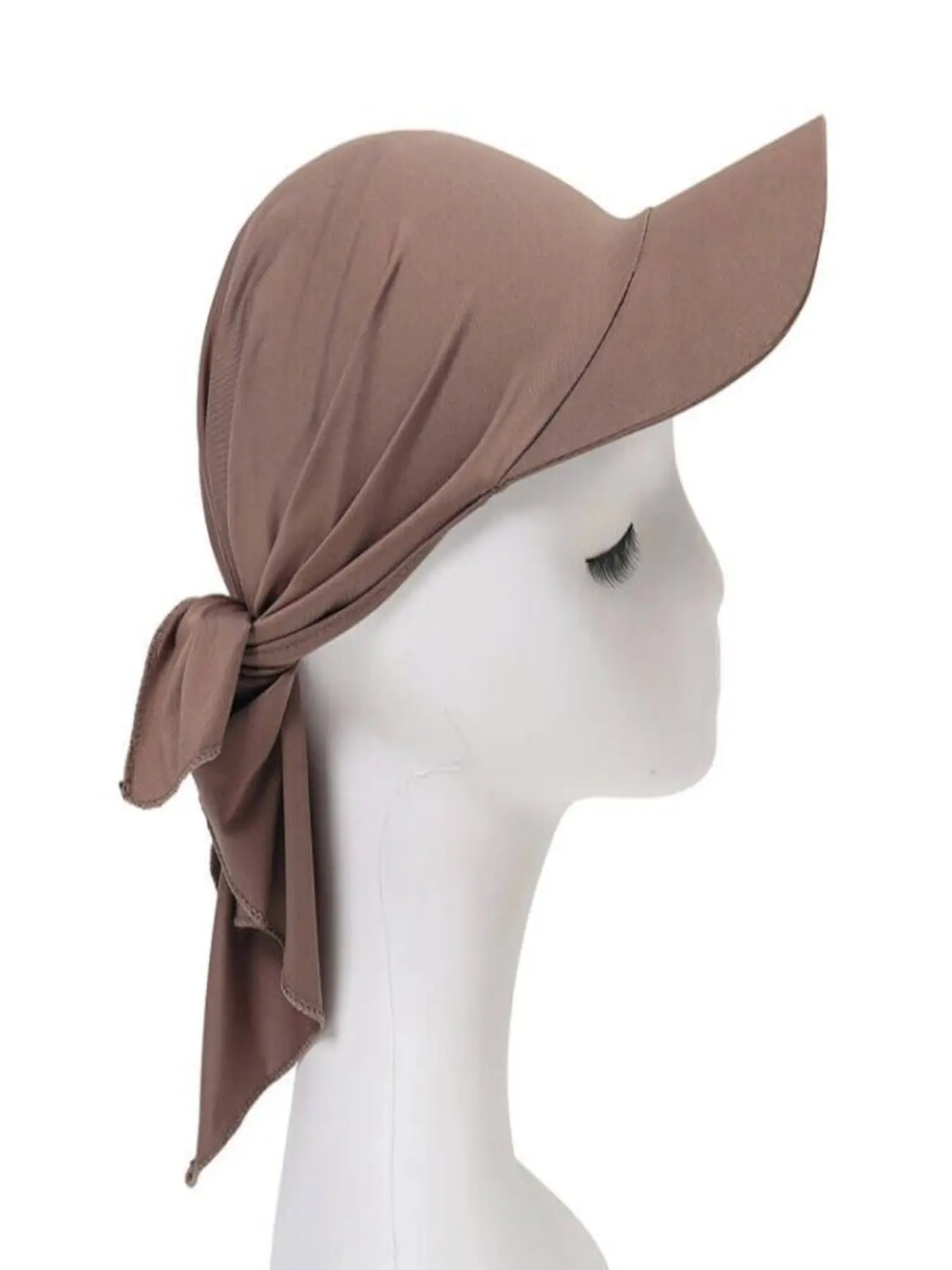 Women’s Solid Color Visor Hijab, Soft Stretchy Breathable Head Wrap, Sun Protection Brim, Lightweight Turban for Outdoor Activities