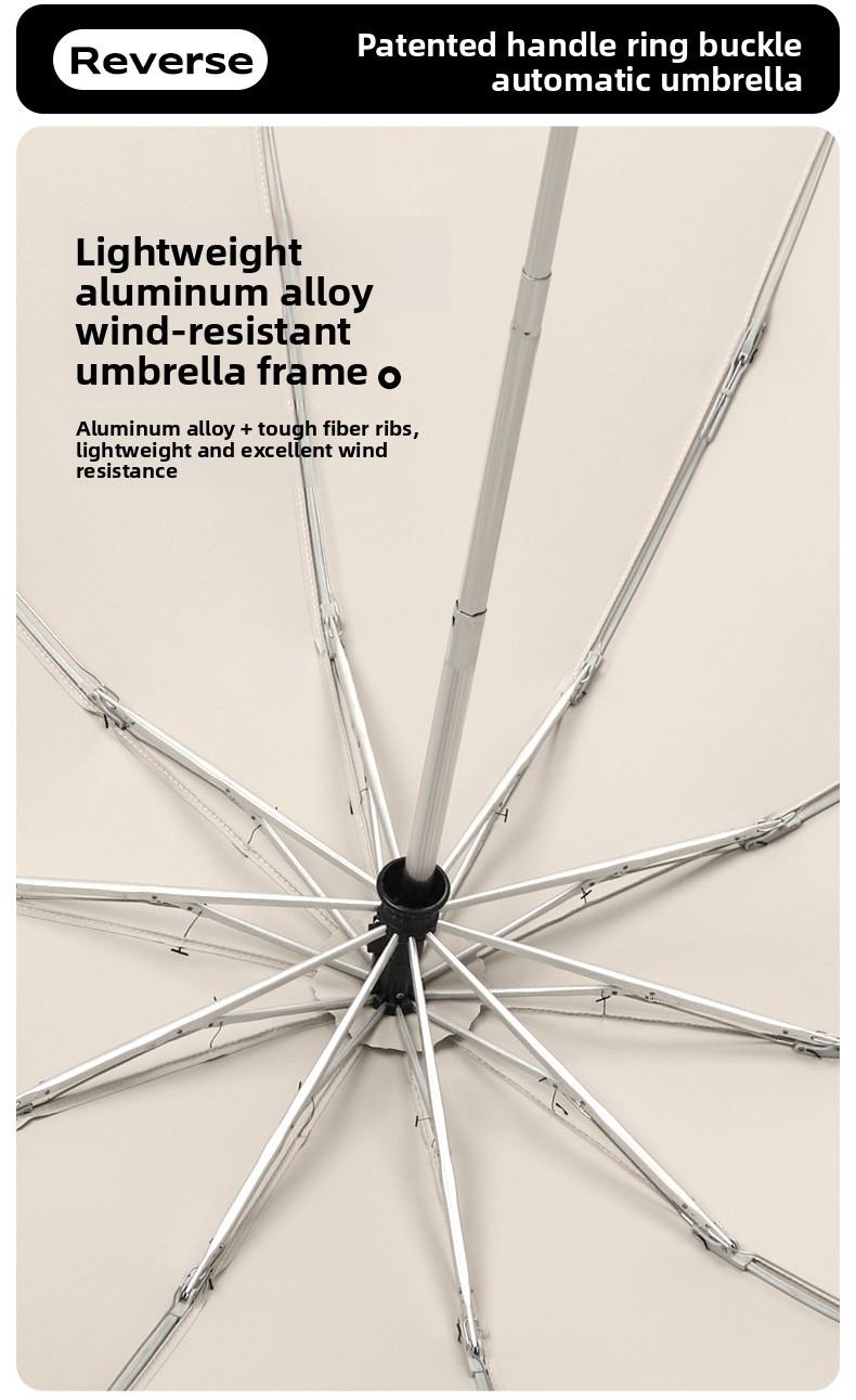 Business Automatic Umbrella - Solid Color, Large Size Windproof Umbrella with Ring Buckle, Reinforced & Durable