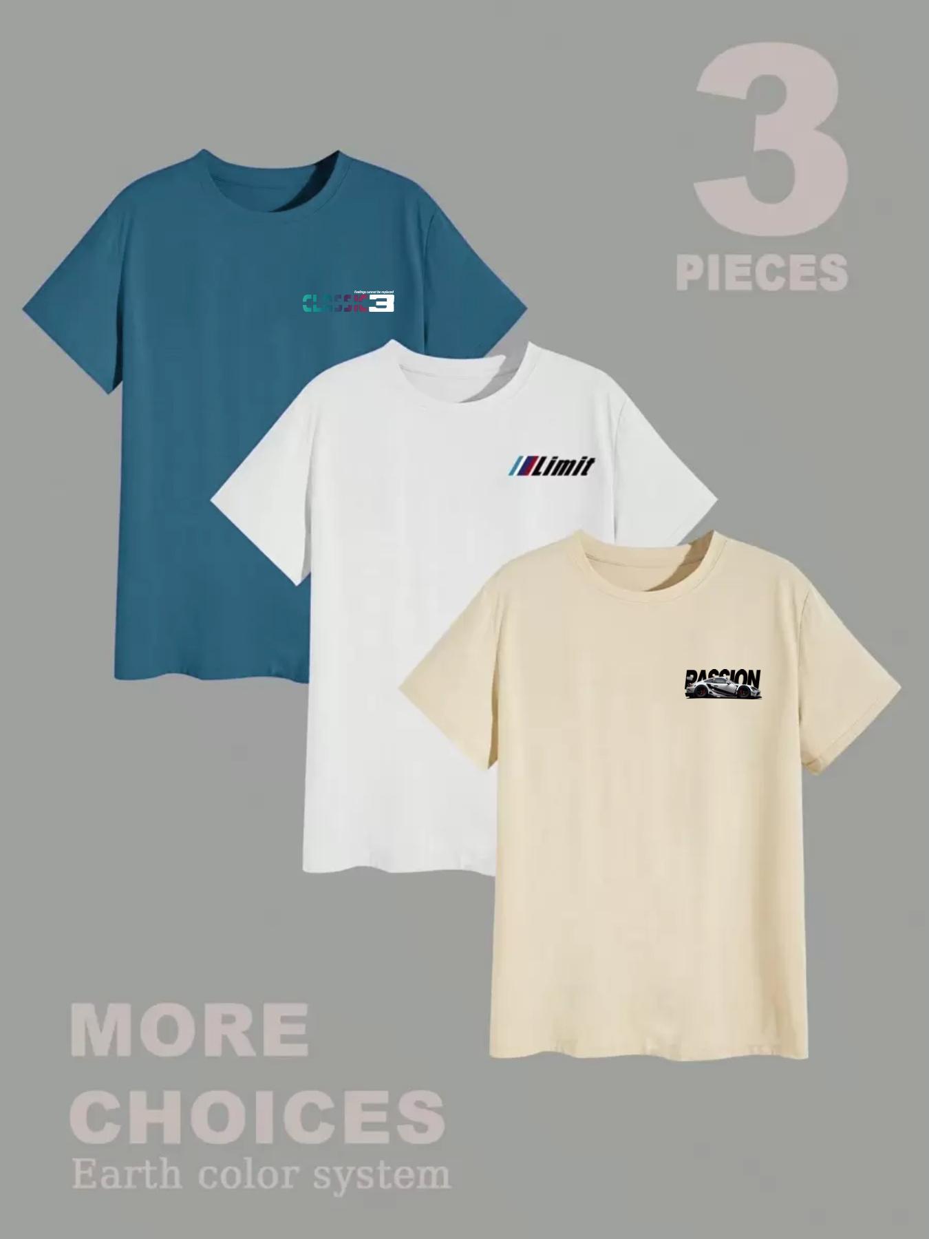 Men's Car Graphic Tee, Regular Fit Casual Short Sleeve Round Neck T-shirt for Summer, Men's Top for Daily Wear, Casual Style Tee