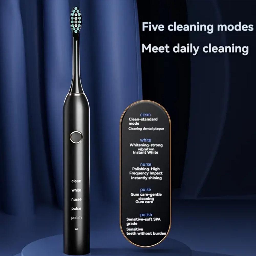 Electric Toothbrush USB Rechargeable, 4 Brush Heads, 5 Modes, Sonic Toothbrush, Christmas Gift, New Condition, Lithium Battery