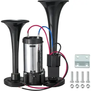 12V 120dB Air Horn Dual Trumpets, Super Loud Electric Train Horn Kit with Upgraded Compressor for 12V Trucks, Cars, SUVs, Motorcycles, Boats, Pickups