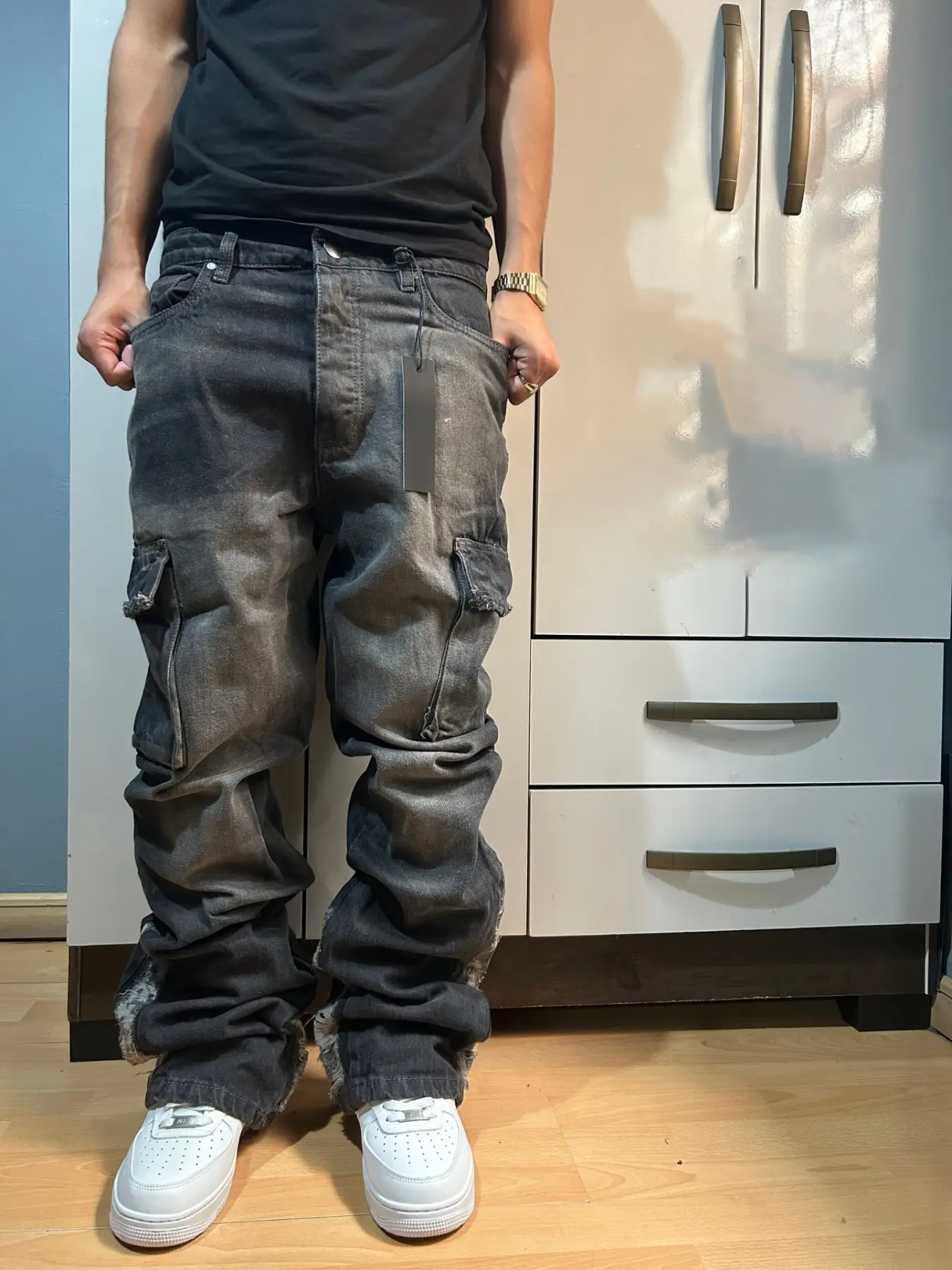 Washed Micro Flare Jeans, Streetwear Layering Denim Jeans, Loose-Fit All-Seasons Daily Commute Bell Bottoms, Batch Zk20260719