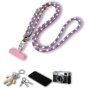 Adjustable Phone Lanyard Crossbody, 7mm Heavy Duty Nylon Strap with Thin Pad, Anti-Loss Phone Tether for 4"-6.7" Smartphones, , AirPods - Unisex for Travel, Hiking, Work