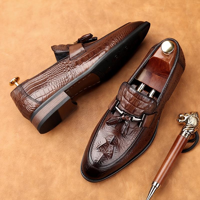 Men's Calfskin Square Toe Slip-On Loafers Luxury Dress Shoes