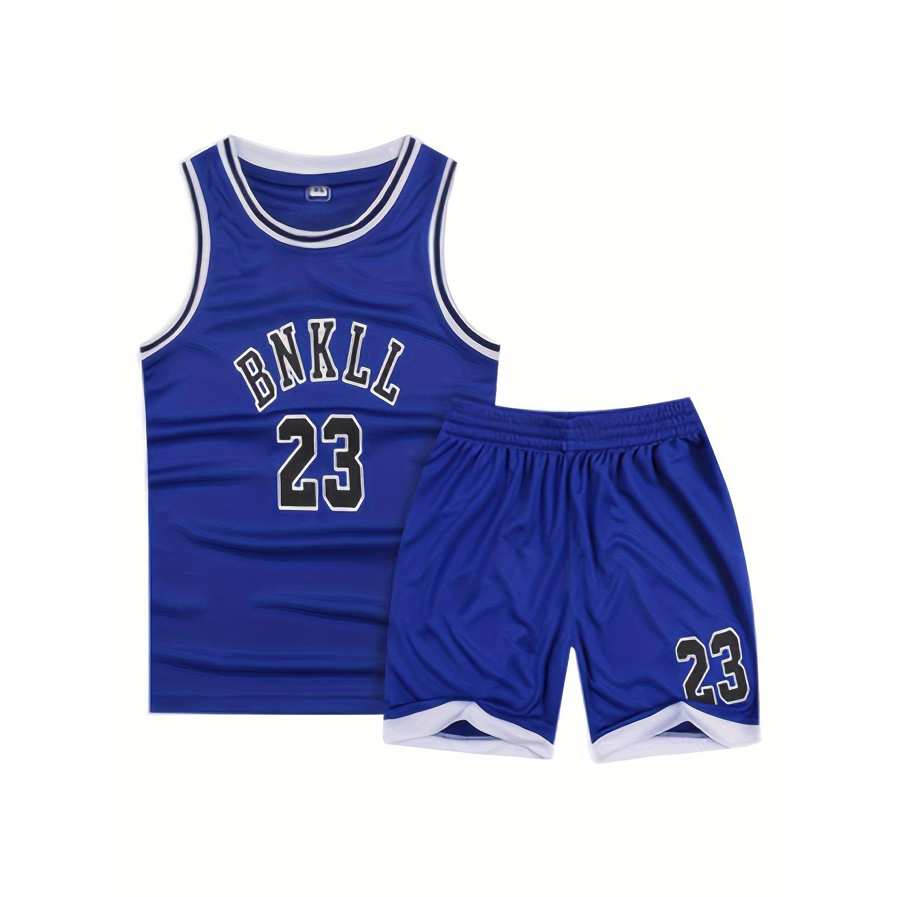 Boys' Basketball Vest Shorts Set Letter Design + Runway Breathable Children's Clothing
