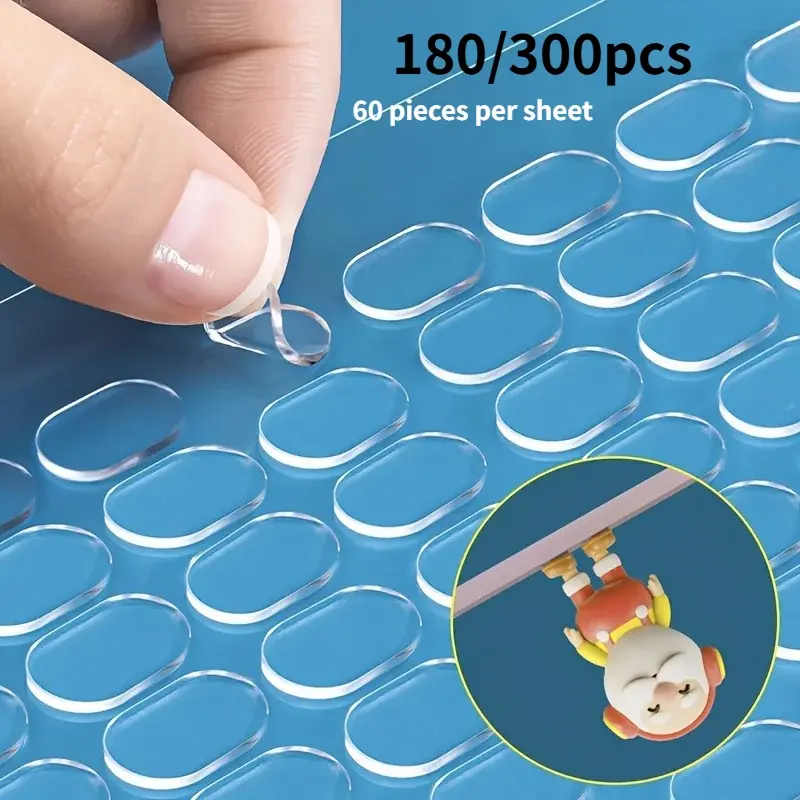 180/300 Transparent Double-sided Tape, Clear Double Sided Tape, Strong and Detachable Adhesive Points, Suitable for Handicrafts, Home Decoration, Posters, Compatible with Plastic Glass Wall DIY Projects - Ideal Choice for Beginners and Professionals