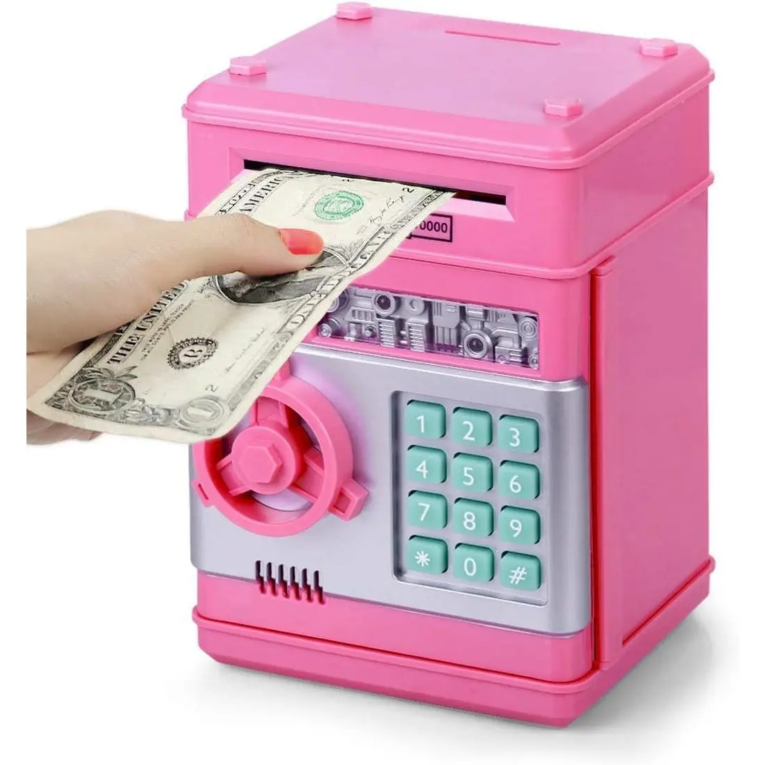 Piggy Bank Cash Coin Can ATM Bank Electronic Coin Money Bank for Kids Age 3-12, Money Savings Box Mini ATM Coin Bank Toys Gifts for 3 4 5 6 7 8 9 10 11 12 Year Old Boys Girls